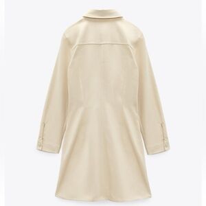 Zara| Women’s Cream Buttoned Front Long Sleeve Dress -Size M